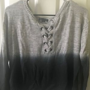 Lace up ombré sweater